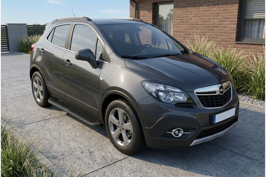 Opel Mokka 2012–2021 Stranski pragovi Tayga Black (2 kosa, aluminij) Fotografija 1