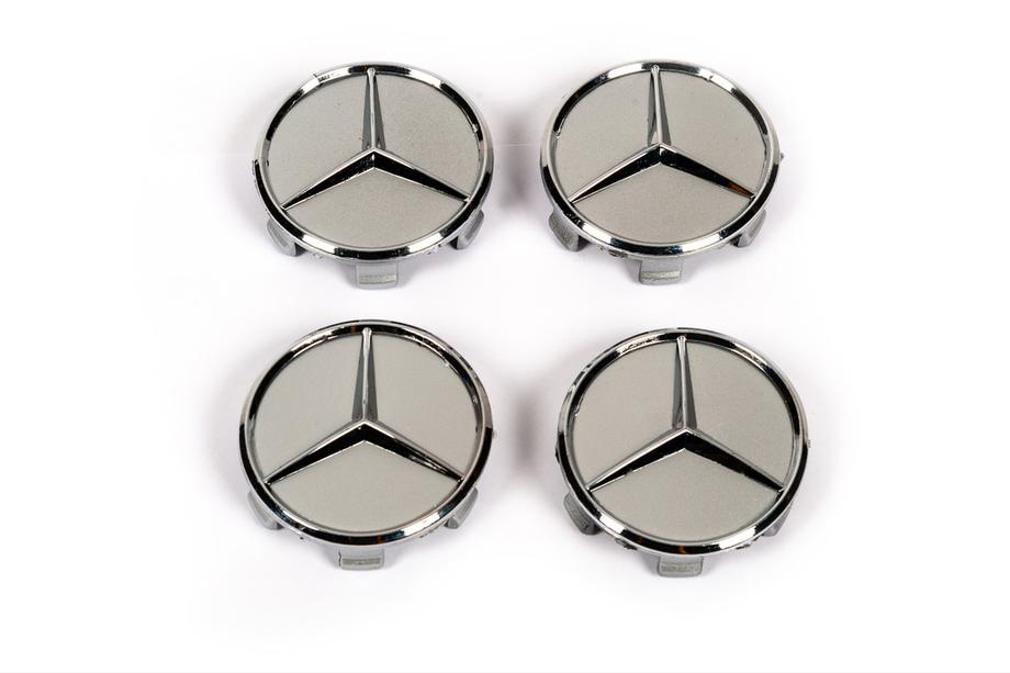 Mercedes-Benz Sredinski pokrovčki platišč 75/71 mm brez obročka (4 kosi, sivi) Fotografija 1
