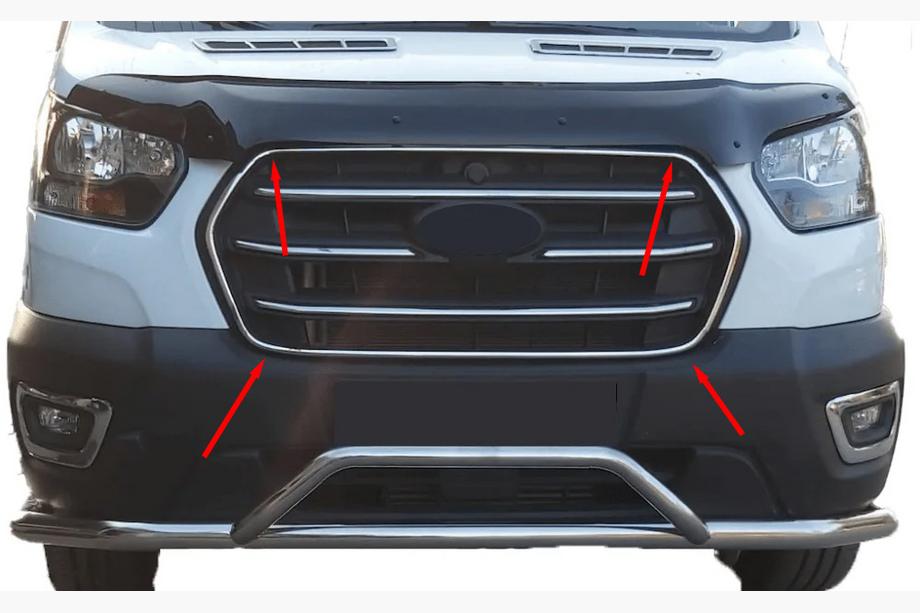 Ford Transit 2014– Okvir maske (2019+, 4 kosi, nerjaveče jeklo) Image