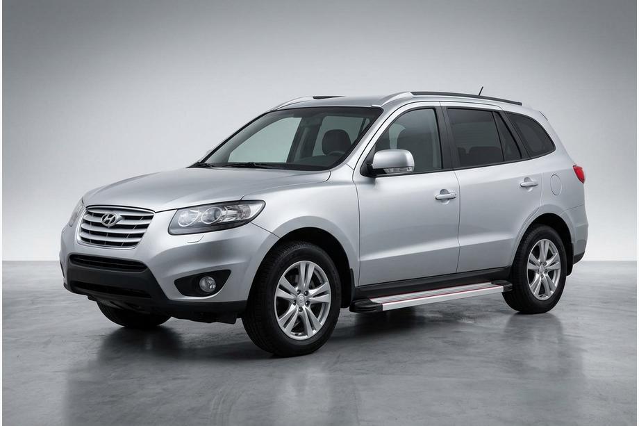 Hyundai Santa Fe 2 2006–2012 Bočne stopnice Maya Red-Grey (2 kos, aluminij) Image