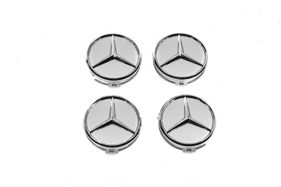 Mercedes-Benz Sredinske kapice za platišča 70/75 mm z obročkom (4 kos, sive) Fotografija 5