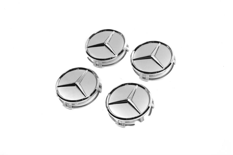 Mercedes-Benz Sredinske kapice za platišča 70/75 mm z obročkom (4 kos, sive) Fotografija 4