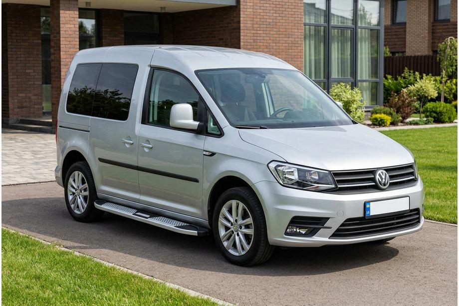 Volkswagen Caddy 2015–2020 Mevsim Grey bočne stopnice (2 kos, aluminij) Maxi medosna razdalja Image