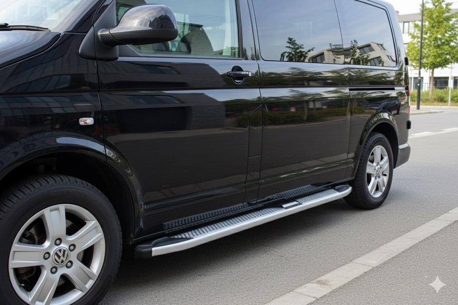 Volkswagen T5 Multivan 2003–2010 Mevsim Grey bočne stopnice (2 kos, aluminij) Dolga medosna razdalja Fotografija 3