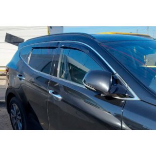 Vetrni deflektorji oken s kromirano letvijo (4 kosi, HIC) Hyundai Santa Fe 4 2018–2023 fotografija 1