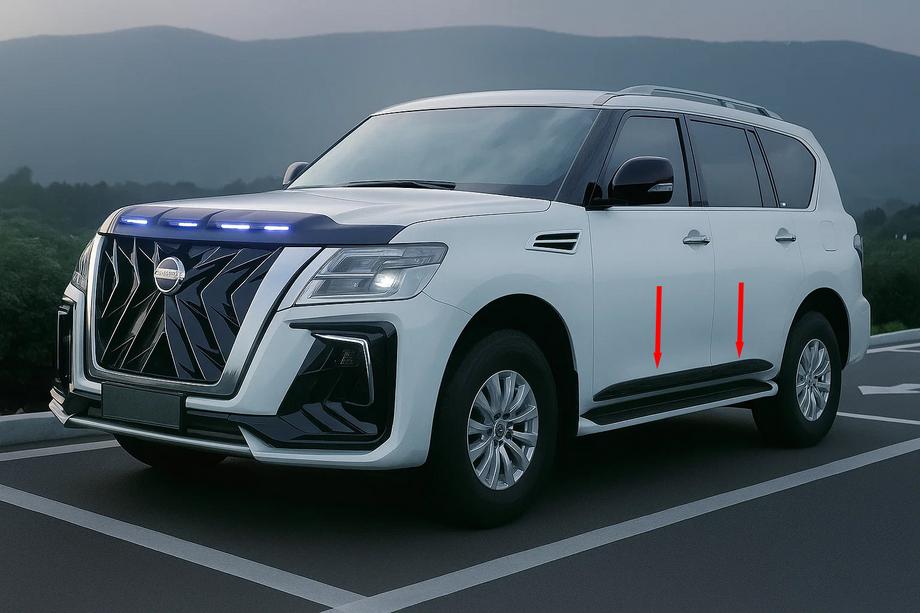 Nissan Armada 2016–2024 Zaščitne letve vrat (4 kosi, črne) Fotografija 3