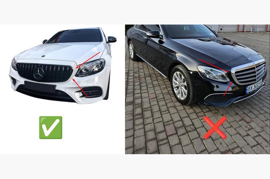 Mercedes Razred E W213 2016–2023 Sprednja maska Diamond Silver (za Avantgarde/AMG-Line/E43 AMG/E53 AMG 2016-2020) Z mestom za kamero Fotografija 5
