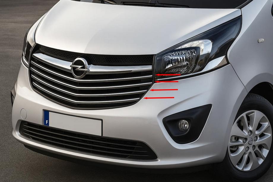 Opel Vivaro 2015–2019 Okrasne letvice za masko Carmos (nerjaveče jeklo) Image
