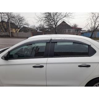 Vetrni deflektorji za okna s kromirano okrasno letvijo (4 kosi, Sunplex Chrome) fotografija 1