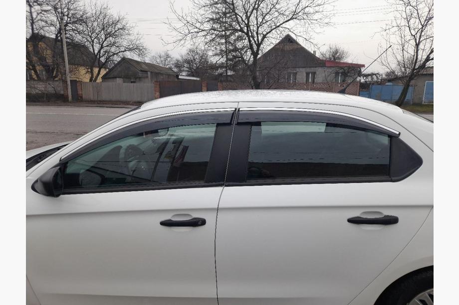 Peugeot 301 2012– Vetrni deflektorji za okna s kromirano okrasno letvijo (4 kosi, Sunplex Chrome) Image
