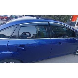 Vetrniki za okna s kromiranim letvenim okrasnim trakom HB/Sedan (4 kosi, Sunplex Chrome) Ford Focus III 2011–2017 fotografija 3