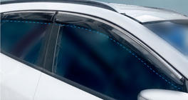 Hyundai IX-35 2010–2015 Vetrni deflektorji za okna s kromirano okrasno letvijo (4 kosi, Sunplex Chrome) fotografija 1