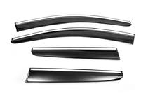 Nissan Qashqai 2007–2010 Vetrni deflektorji za okna s kromirano okrasno letvijo (4 kosi, Sunplex Chrome) fotografija 2