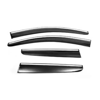 Vetrni deflektorji za okna s kromirano okrasno letvijo (4 kosi, Sunplex Chrome) Nissan Qashqai 2007–2010 fotografija 2