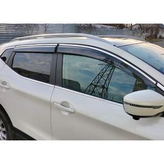 Vetrni deflektorji za okna s kromirano okrasno letvijo (4 kosi, Sunplex Chrome) Nissan Qashqai 2014–2021 fotografija 2