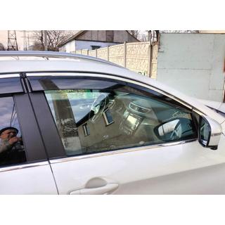 Vetrni deflektorji za okna s kromirano okrasno letvijo (4 kosi, Sunplex Chrome) Nissan Qashqai 2014–2021 fotografija 4