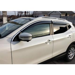 Vetrni deflektorji za okna s kromirano okrasno letvijo (4 kosi, Sunplex Chrome) Nissan Qashqai 2014–2021 fotografija 1