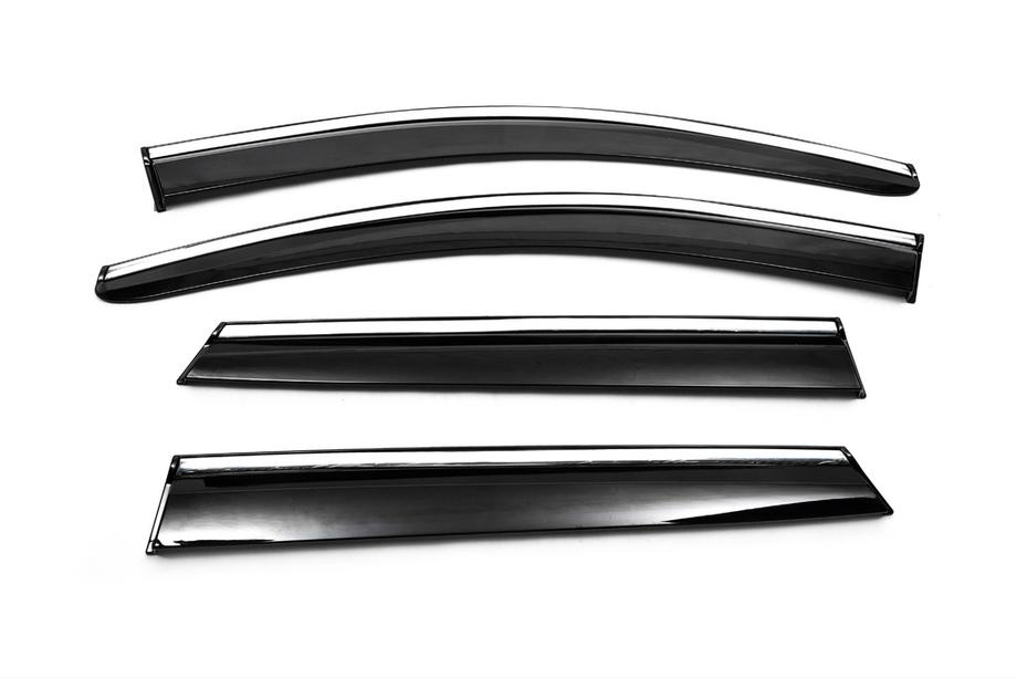 Nissan Qashqai 2014–2021 Vetrni deflektorji za okna s kromirano okrasno letvijo (4 kosi, Sunplex Chrome) Fotografija 7
