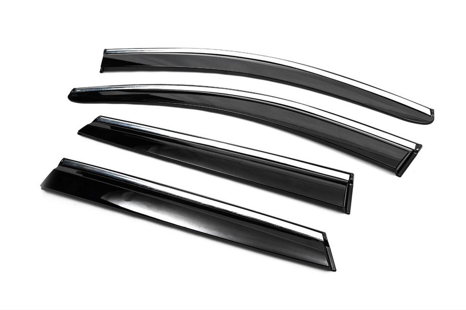 Nissan Qashqai 2014–2021 Vetrni deflektorji za okna s kromirano okrasno letvijo (4 kosi, Sunplex Chrome) Fotografija 8