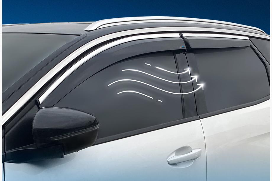Peugeot 3008 2016–2023 Vetrni deflektorji za okna s kromirano okrasno letvijo (4 kosi, Sunplex Chrome) Image