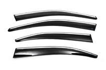 Skoda Octavia III A7 2013–2019 Vetrni deflektorji za okna s kromiranim okrasnim trakom Liftback (4 kosi, Sunplex Chrome) fotografija 1