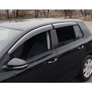 Vetrni deflektorji za okna s kromiranim robom HB (4 kos, Sunplex Chrome) Volkswagen Golf 6 2008–2014 fotografija 1