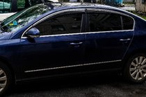 Volkswagen Passat B6 2006–2012 Vetrni deflektorji za okna s kromirano okrasno letvijo (4 kosi, Sunplex Chrome) fotografija 6