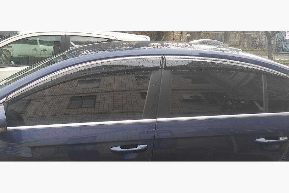 Volkswagen Passat B7 2012–2015 Vetrni deflektorji za bočna stekla s krom letvijo SD (4 kosi, EU, Sunplex Chrome) Fotografija 4