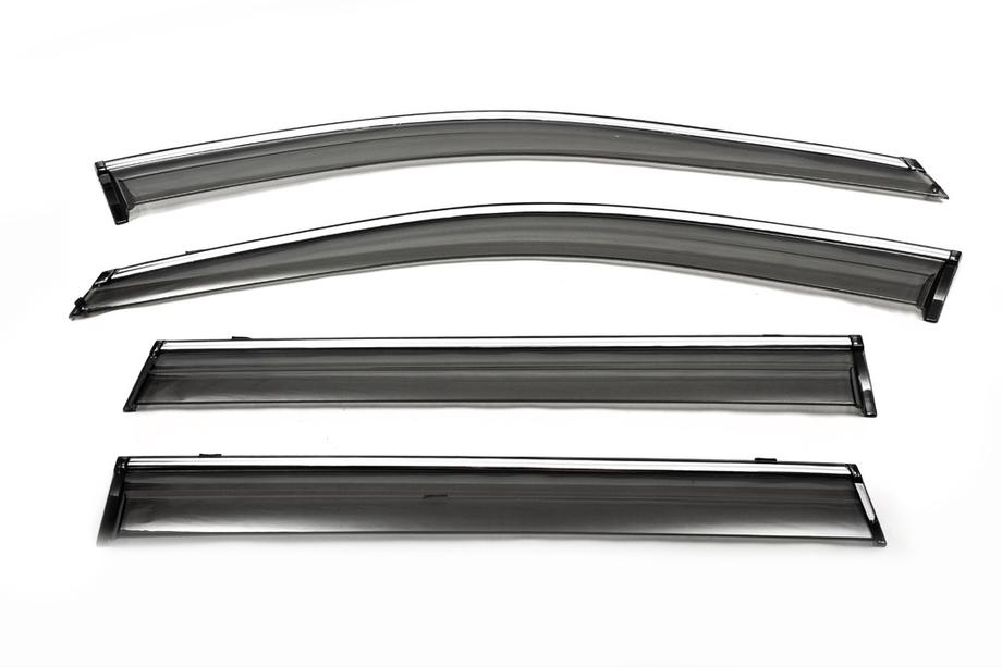 Subaru Outback 2009–2014 Vetrni deflektorji oken s kromiranim okrasnim trakom (4 kosi, Libao) Image