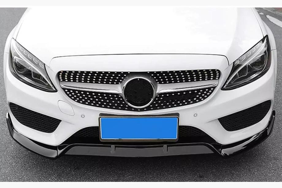 Mercedes C-class W205 2014–2021 Sprednji lip spojler V2 1234 Upgrade (črna, 2014-2018) Fotografija 1