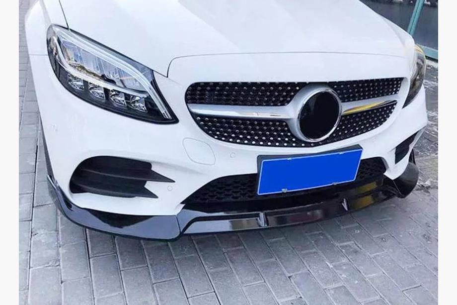 Mercedes C-class W205 2014–2021 Sprednji lip spojler za odbijač V2 1234 Upgrade (črn, 2018-2021) Image