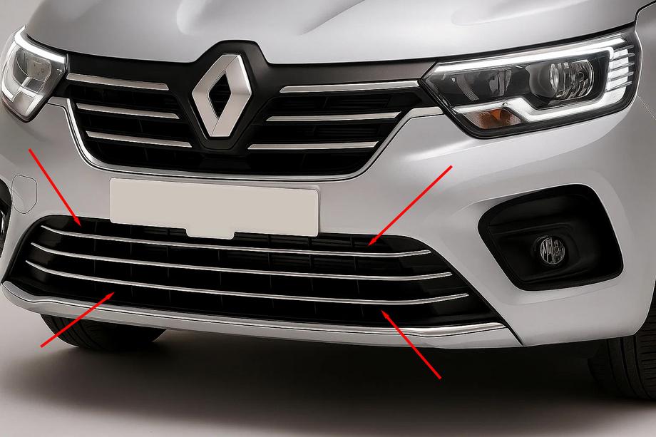 Renault Kangoo/Express 2021– Kromirane letvice za rešetko odbijača (3 kos, nerjaveče jeklo) Image