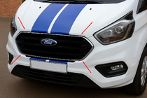 Ford Custom 2013–2022 Kromirane letvice za rešetko odbijača 2018+ (4 kos, nerjaveče jeklo) OmsaLine - italijansko nerjavno jeklo fotografija 1