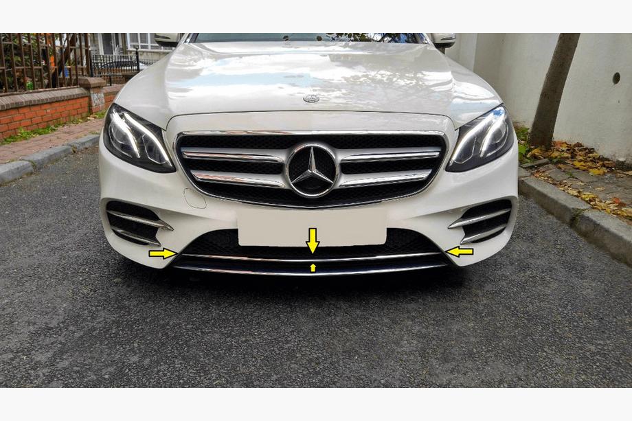 Mercedes Razred E W213 2016–2023 Kromirana letvica za sprednji odbijač 2016-2020 (nerjavno jeklo) Image