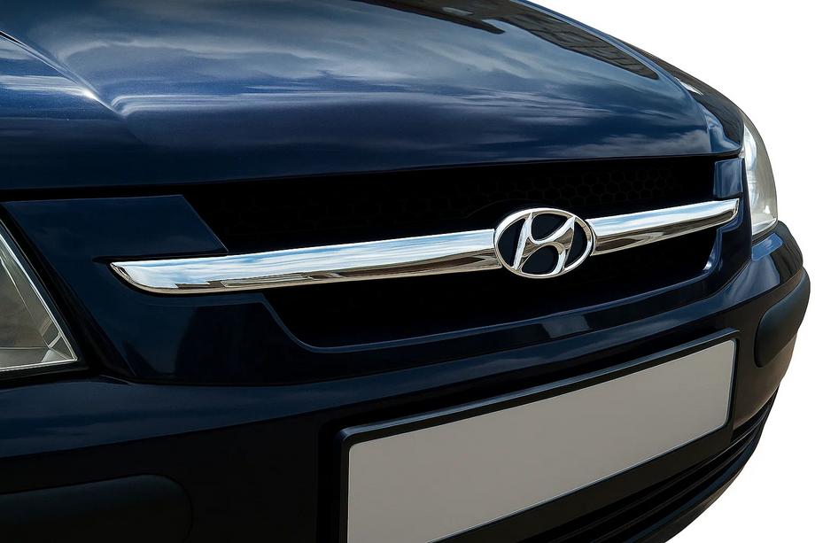 Hyundai Getz 2002– Okrasne letvice za masko hladilnika (2-delni, nerjaveče jeklo) Fotografija 1