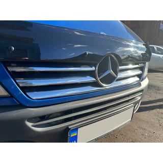Široke okrasne letvice za masko (2002-2006, 6-delni komplet, nerjaveče jeklo) Mercedes Sprinter W901/902/903/904/905 1995–2006 fotografija 1